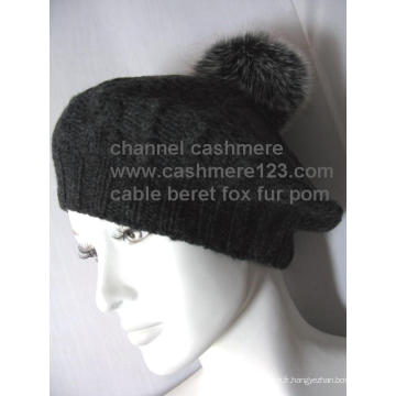 Bonnet torsadé en cachemire Fourrure POM Ty0910